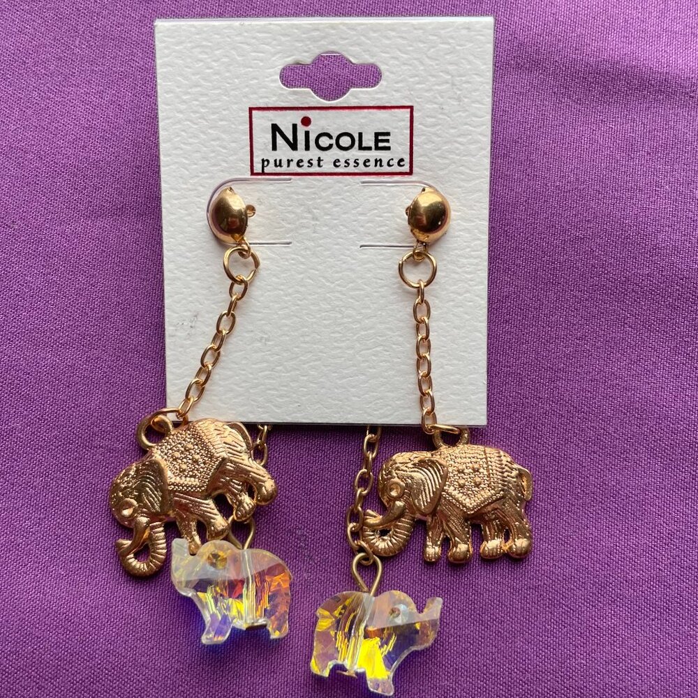 Bundle 3 pairs for $12.  Dangle Gold Tone Elephant Earrings